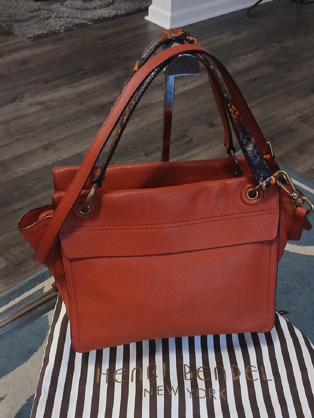 Henri Bendel Sabrina Satchel In Reddish Orange leather satchel - Picture 5 of 10